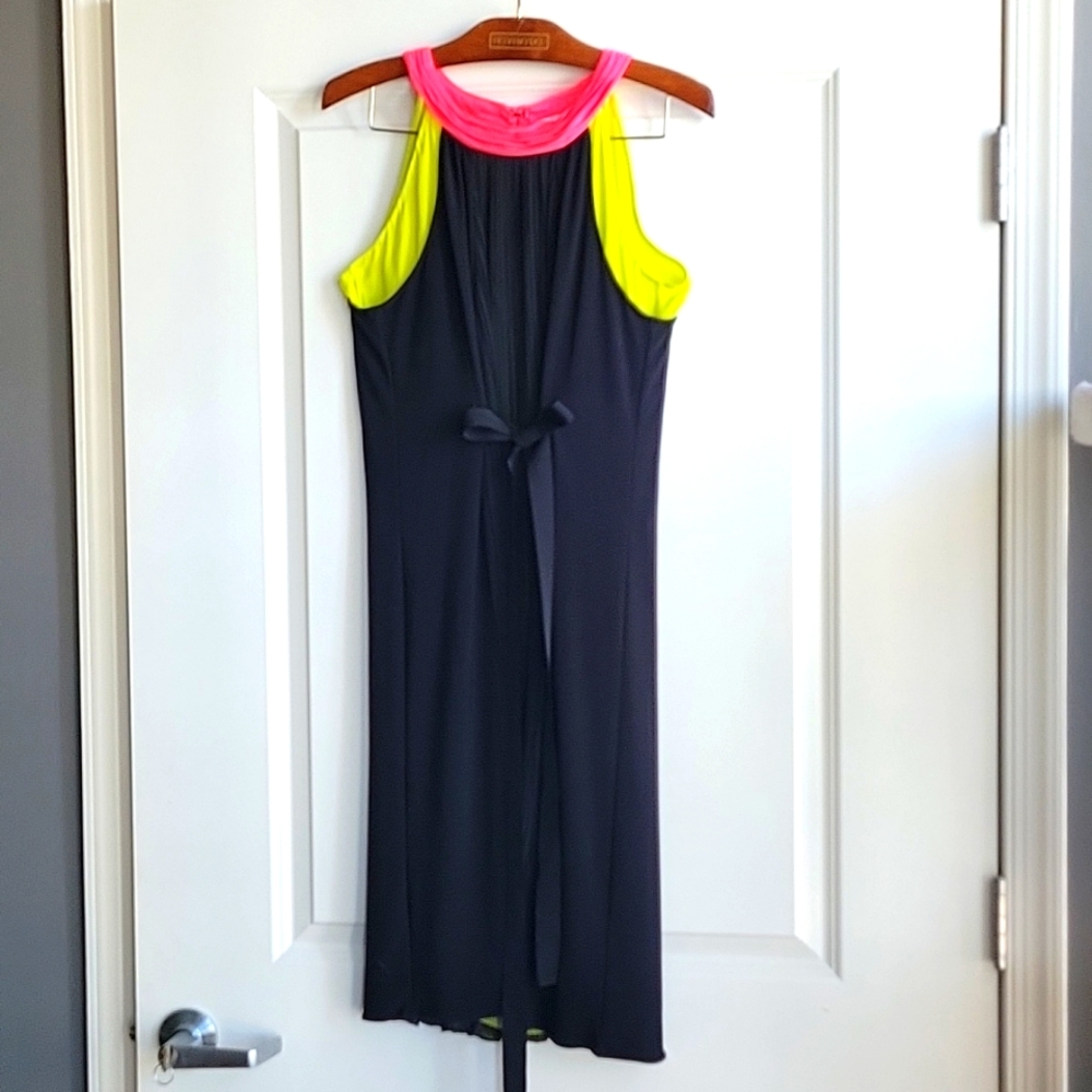 T Tahari Black Pleated Halter Dress Size 6